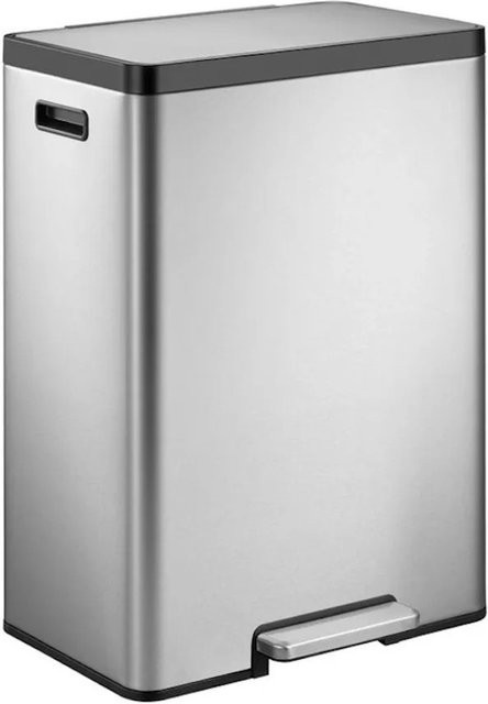 PROREGAL Treteimer aus gebürstetem Edelstahl mit Soft-Close-Deckel und Kunststoffgriffen, Silber, H: 65,6 cm, B: 33,5 cm, T: 45,0 cm - Bild 1