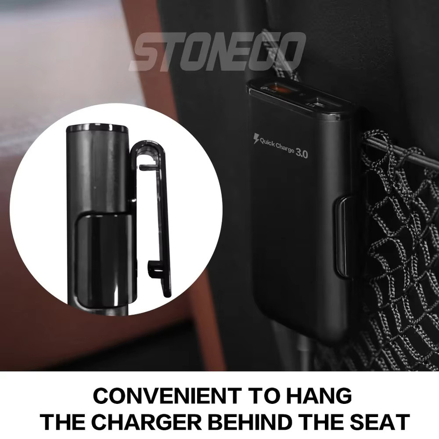 STONEGO 4-Port-USB-Autoladegerät-Adapter in Schwarz mit Schnellladung 3.0 und USB-A Anschlüssen für Vordersitz und Rücksitz - Bild 6