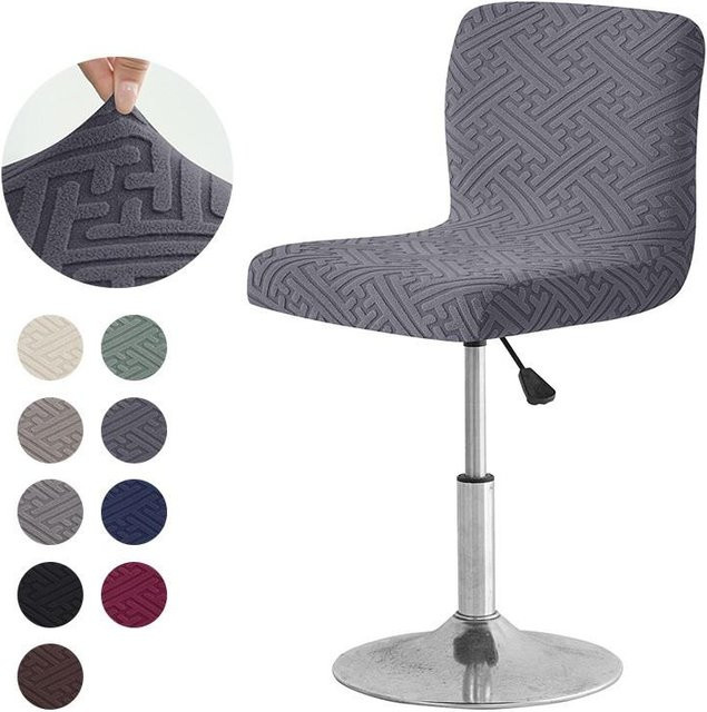 Jacquard Barhockerbezug mit kurzer Rückenlehne in Grau für kleine Barhocker und Stühle - Bild 1