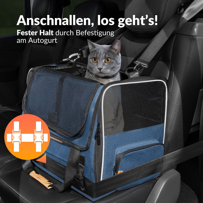 Katzentransportbox CADOCA in Blau für bis zu 20 kg, B/T/H: 44 x 34 x 31 cm - Bild 5
