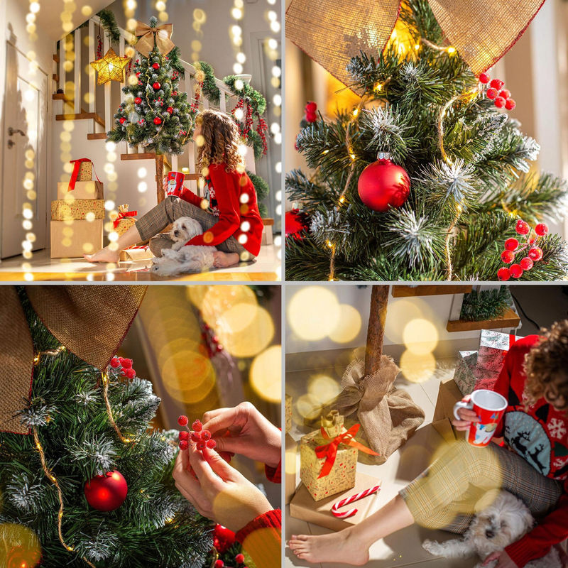 KADAX Künstlicher Weihnachtsbaum Kiefer mit Diamantkristallen und Jute auf Stamm, grün, Höhe: 180 cm - Bild 6