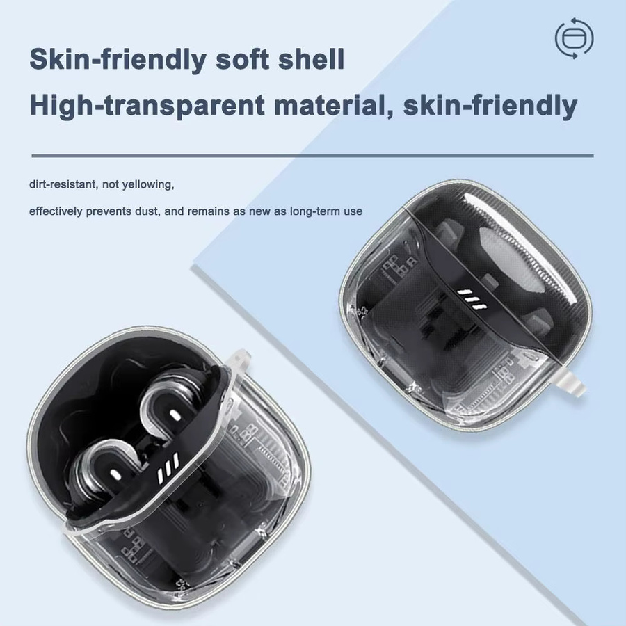 Schutzhülle für JBL TUNE FLEX 2 kabellose Ohrhörer, transparente Gummi-Hülle, stoßfest und kratzfest - Bild 2