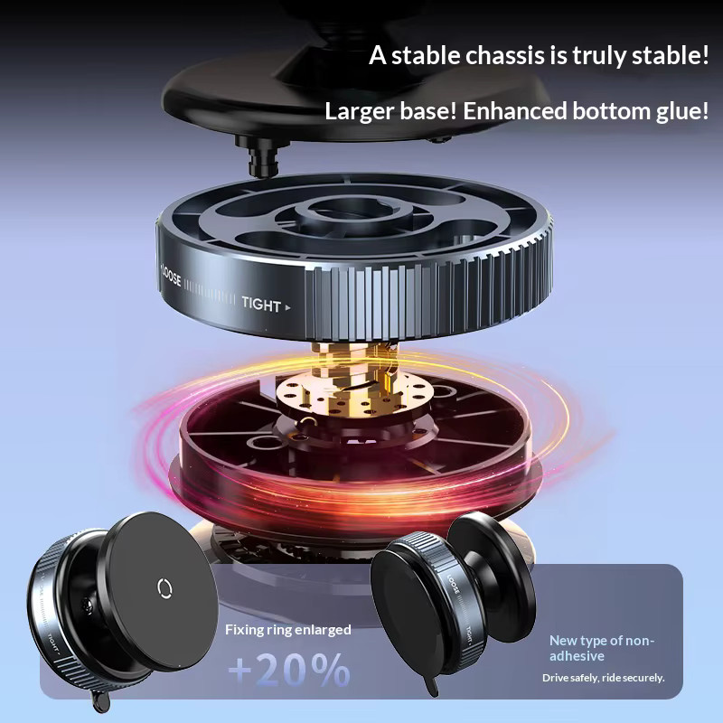 Magnetischer Autotelefonständer in Schwarz mit 360 Grad Rotation und Vakuumfunktion, zusammenklappbarer Handyhalter für die Autonavigation - Bild 5