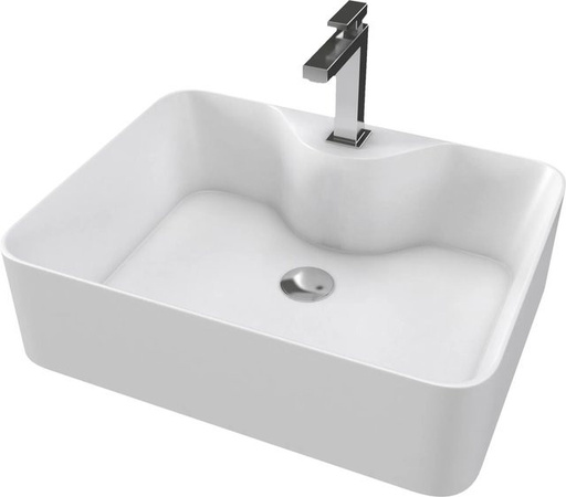 Aurlane Waschbecken Fjord Rechteckig Abgerundet Weiß Breite: 48 cm
