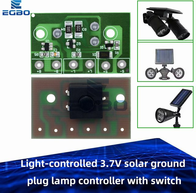 EGBO Solar-Lampencontroller mit Schalter für Garten-Bodenstecker, 3,7 V, Grün - Bild 1