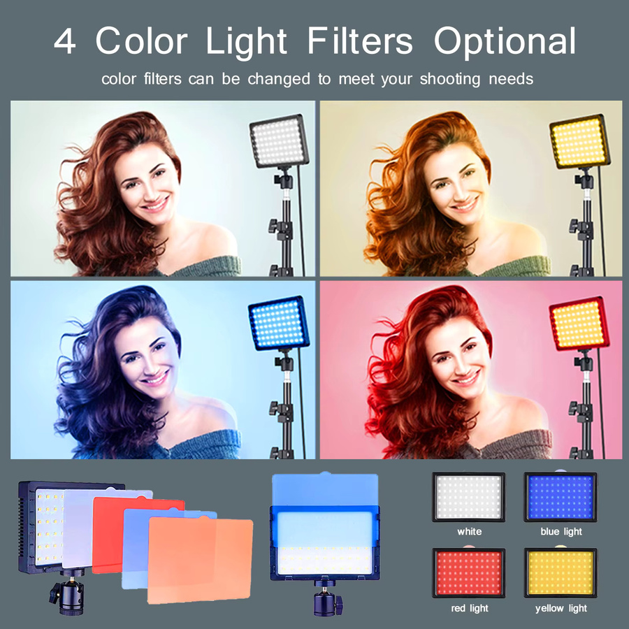 BTFOOR LED Fotografie Video Licht Panel Set mit Stativ und RGB Filtern in Schwarz für Studio, Live-Streaming und YouTube - Bild 5