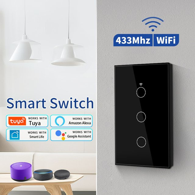 Tuya Smart Switch Wifi Touch-Schalter mit 433MHz Fernbedienung und Sprachsteuerung für Alexa und Google Home ohne Neutralleiter - Bild 1