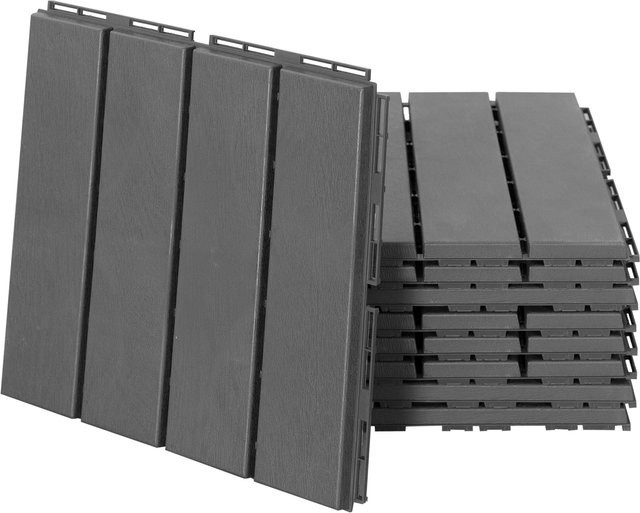 Outsunny Terrassenfliesen 9er Set Klickfliesen aus Kunststoff für Balkon und Garten in Schwarz, B/T: 30 x 30 cm - Bild 1