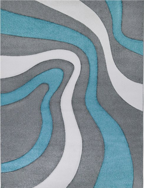 Moderner Teppich Diamora in Türkis mit Hoch-Tief-Effekt, B/T: 80 x 150 cm - Bild 1
