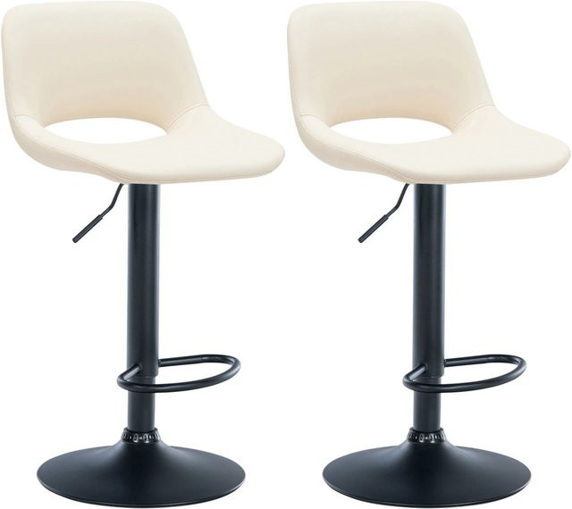 DELUKE Barhocker JAKSON 2er Set, Barstühle mit Lehne aus Kunstleder in Creme und Schwarz, drehbar 360 Grad, B/T/H: 42 x 46 x 107 cm - Bild 1