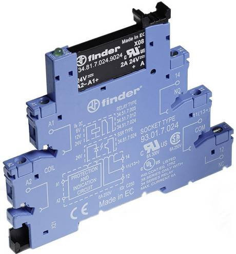 Finder Halbleiterrelais 38.81.7.024.8240 in Blau mit 2A und max. 240 V/AC Schaltspannung - Bild 1