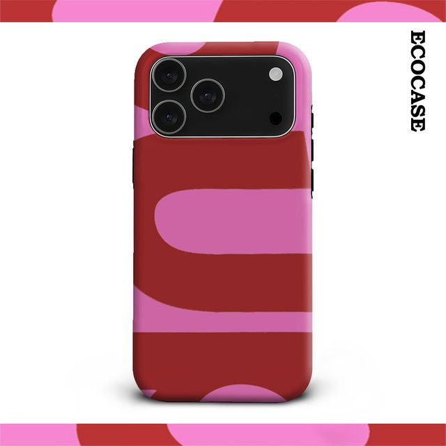 Handyhülle im Retro-Design in Pink und Burgund für Apple iPhone 17 16 15 14 13 12 11 Pro Max Plus mit doppelschichtiger Rückseite - Bild 1