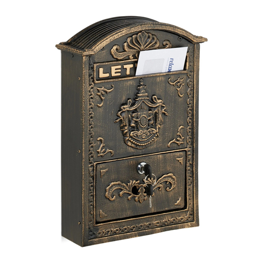 Abschließbarer Briefkasten von Relaxdays aus Aluminium und Eisen in Bronze, B/T/H: 42 x 28 x 10 cm - Bild 2