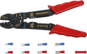 BGS Do it yourself Crimpzange mit 61-teiligem Kabelschuh-Sortiment in Rot, 200 mm - Bild 1