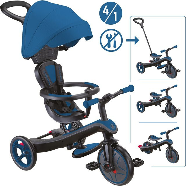 Globber Explorer Trike 4in1 Kinderwagen Dreirad und Laufrad blau - Bild 3