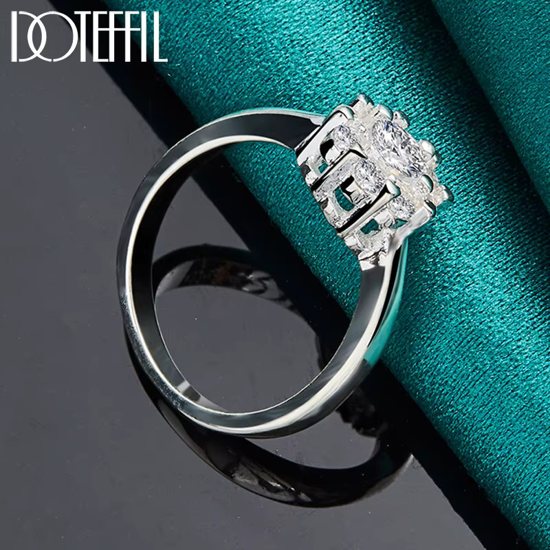 DOTEFFIL Ring, Blume, Zirkon, Silber Farbe, Unisex - Bild 5