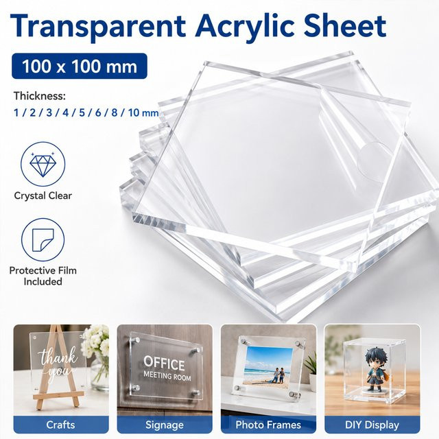 Transparente Acrylglasplatten aus Kunststoff für Beschilderung, Bastelarbeiten und DIY-Projekte, Farbe: Transparent - Bild 1