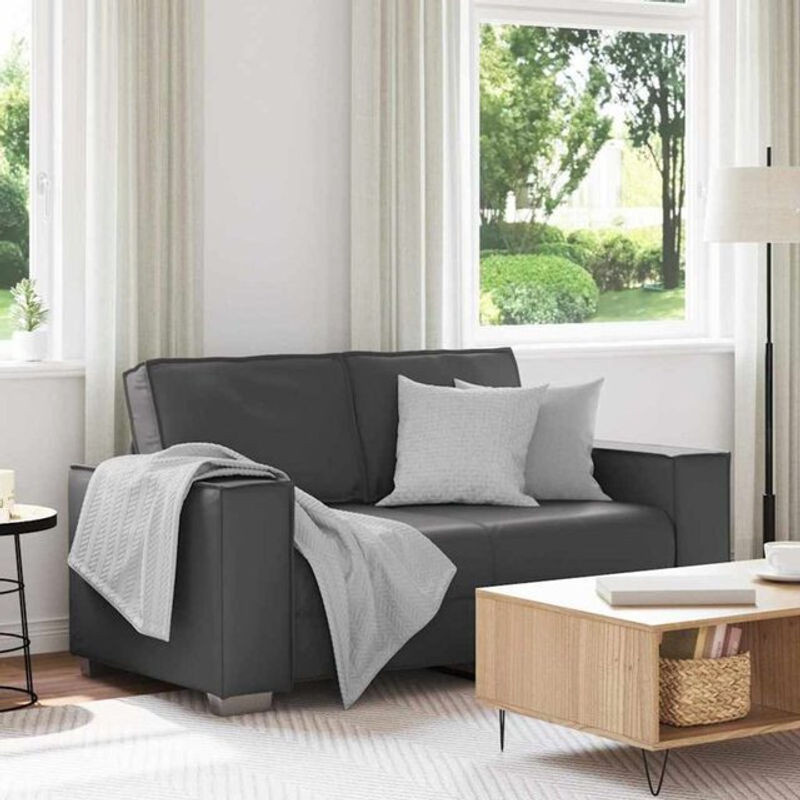 vidaxl Loveseat Sofa Grau aus Kunstleder mit Metallgestell, 2-Sitzer Modernes Design, Breite: 160 cm - Bild 1