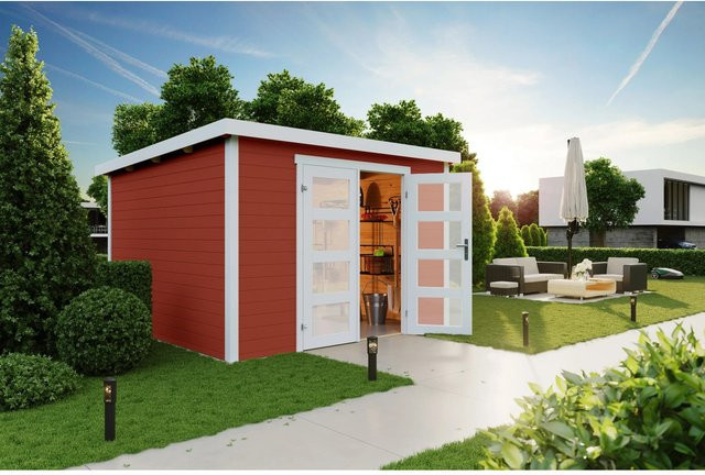 Lasita Holz-Gartenhaus Zambezi 7 mit Flachdach in Schwedenrot, B/H/T: 320 x 210,9 x 324,8 cm - Bild 1