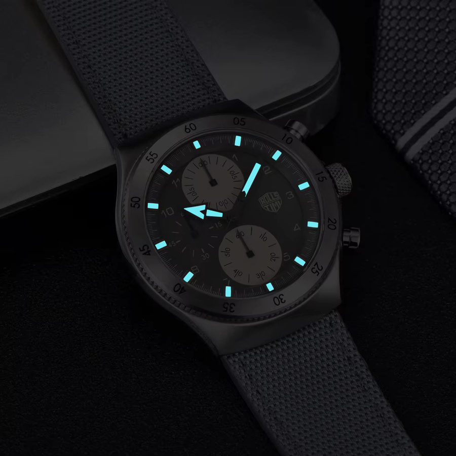 Rollstimi Armbanduhr Chronograph, Quarz, Edelstahl, Grau, Herren - Bild 2