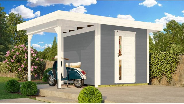 WEKA Designhaus 172 Gartenhaus aus Holz mit Flachdach in Grau, B/H/T: 430 x 226 x 375 cm - Bild 1
