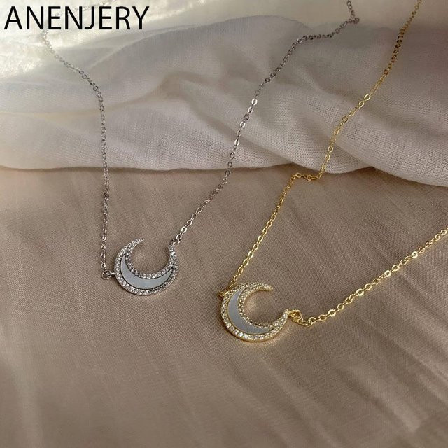 ANENJERY Halskette, Silber Farbe, Weiß Shell, Damen - Bild 1