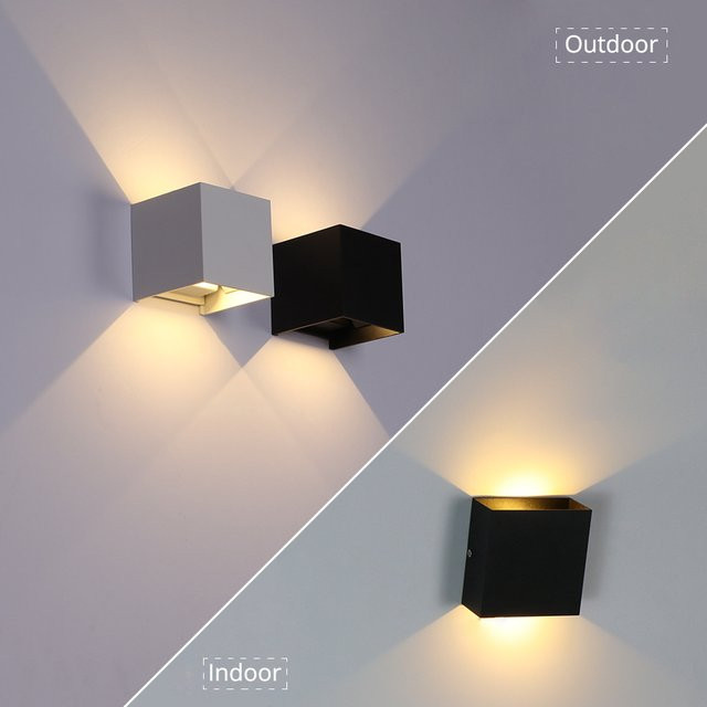 Moderne LED Wandleuchte EE in Schwarz, Up-Down Beleuchtung für Indoor und Outdoor, Wasserdicht, Warmweiß - Bild 1