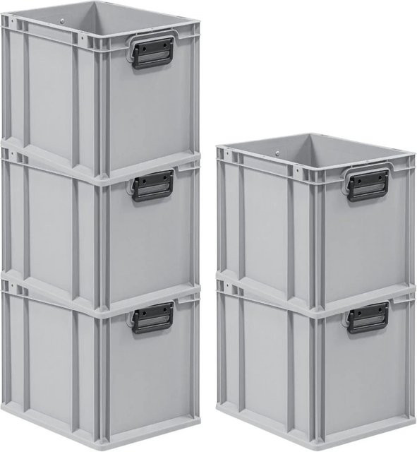 PROREGAL Spar Set 5x Eurobox Nextgen Portable Duo Transportbehälter Grau H x B x T: 32 x 30 x 40 cm, 30 Liter - Bild 1