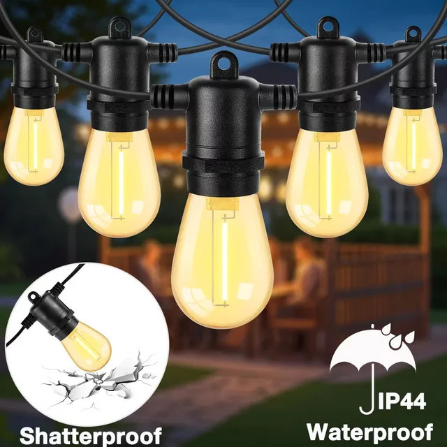 GANRILAND S14 LED-Lichterkette für den Außenbereich mit E26-Fassung, wasserdicht und bruchsicher, dekorative Girlande für Garten und Terrasse - Bild 1