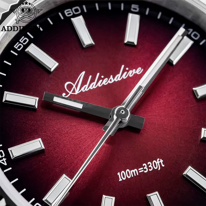 ADDIESDIVE Armbanduhr, Quarz, Edelstahl, Saphirglas, rotes Zifferblatt, Herren - Bild 2