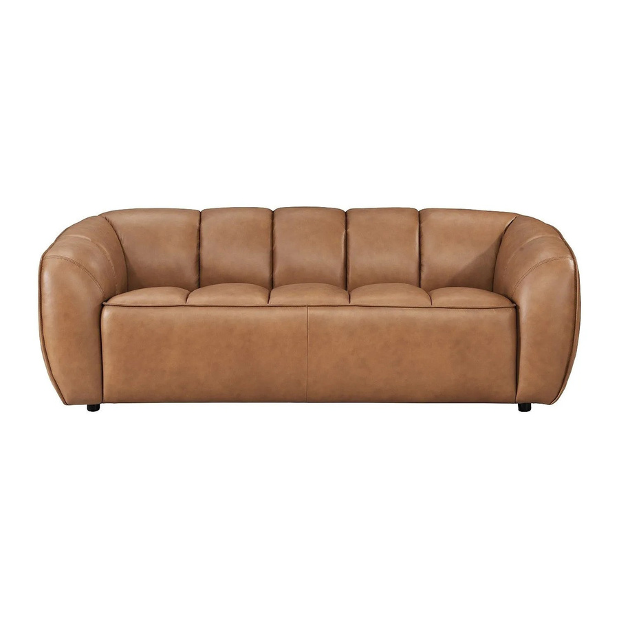 Vente-unique Sofa Pradoni aus Rindsleder in Kamel mit Steppeffekt, Breite: 202,5 cm - Bild 2