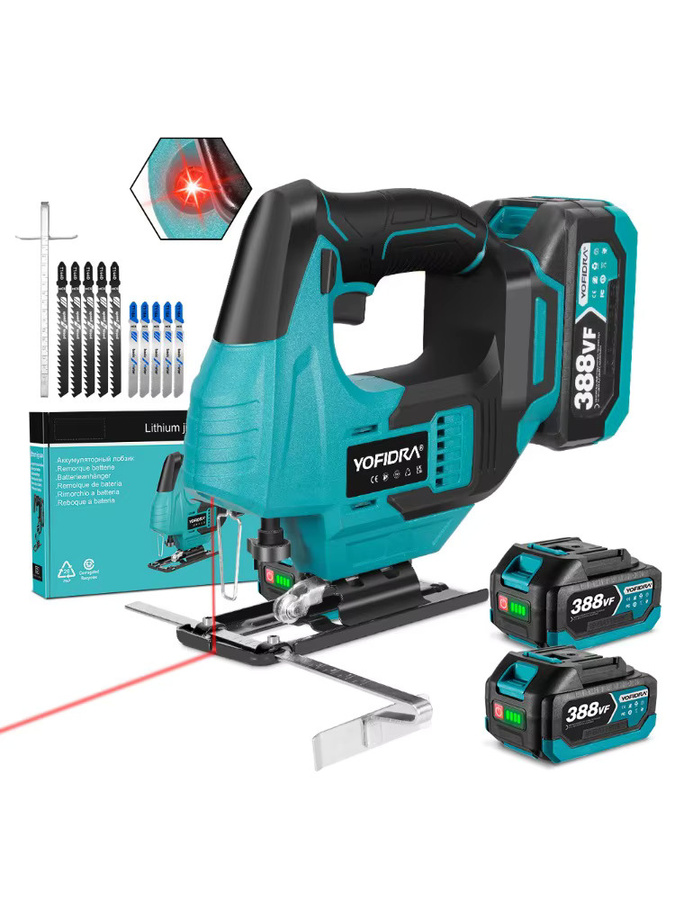 YOFIDRA Bürstenlose elektrische Stichsäge mit Infrarot-Laser für Holzbearbeitung, kompatibel mit Makita 18V Akku, 3800rpm - Bild 6