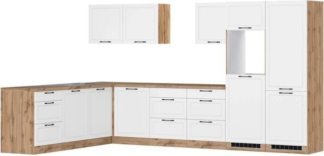 Held Winkelküche Kempten in Landhaus Optik, Weiß/Wotan, Breite: 360 cm, Höhe: 200 cm, Tiefe: 60 cm - Bild 1