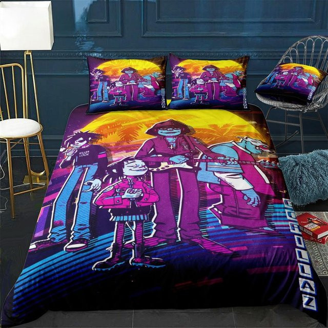 Gorillaz Bettwäsche-Set mit Anime-Motiv für Einzelbett oder Doppelbett, 3-teilig, B/H: 210 x 210 cm - Bild 1