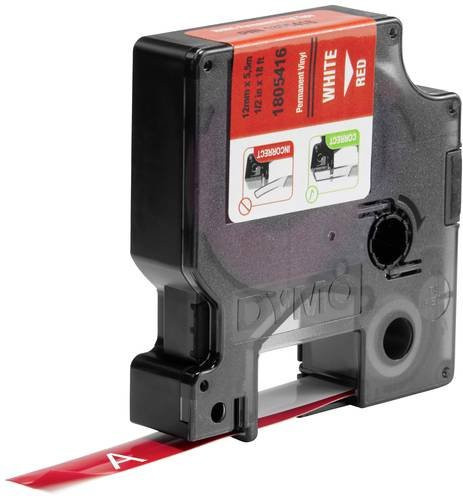 DYMO Rhino 1805416 Vinyl-Beschriftungsband Rot mit weißer Schrift, Breite: 12 mm, Länge: 5,5 m - Bild 1