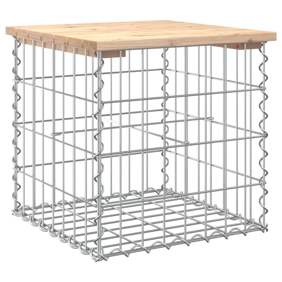 DELUKE Gartenbank Gabionenbank aus Stahl und Kiefernholz in Natur, B/T/H: 43 x 44 x 42 cm - Bild 1