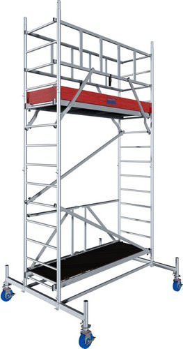 Krause ProTec XS Alu-Fahrgerüst in Silber mit einer Arbeitshöhe von 4,80 m und einer Traglast von 200 kg/m² - Bild 1