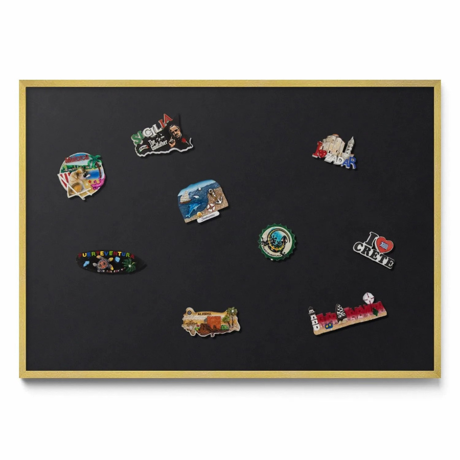 Tulup Magnettafel aus Metall in Schwarz mit Goldrahmen, B: 100 cm, H: 70 cm - Bild 2