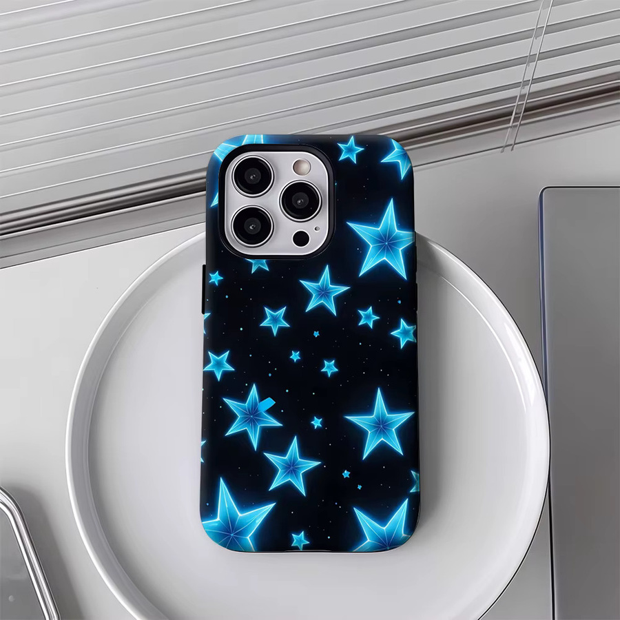 Potdemiel Neonblaue Stern-Handyhülle für iPhone 17 16 15 14 13 Pro Max Plus mit Magnetfunktion und robustem Doppelschicht-Schutz - Bild 5