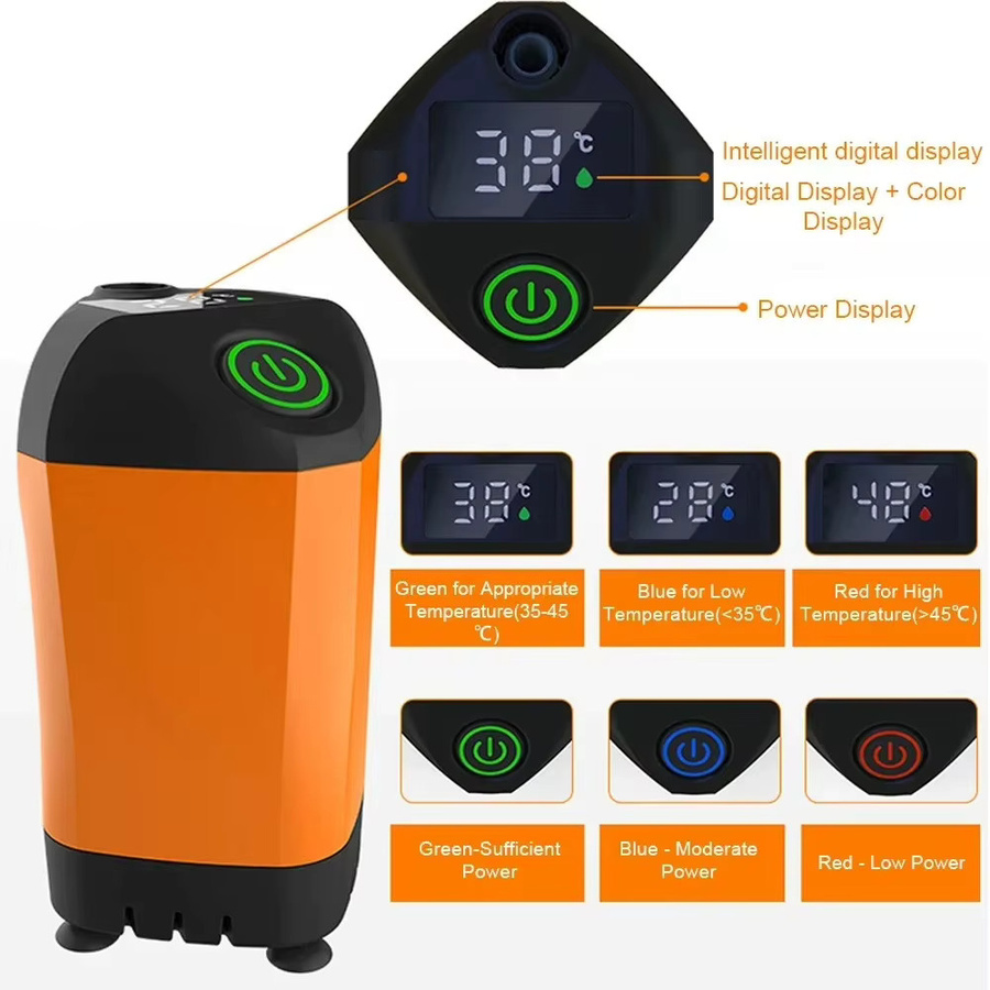 NOCCLILI Wiederaufladbare tragbare Hochdruck-Elektroduschpumpe in Orange, USB-betrieben und wasserdicht für Camping, Strand, Wandern und Tierpflege - Bild 2