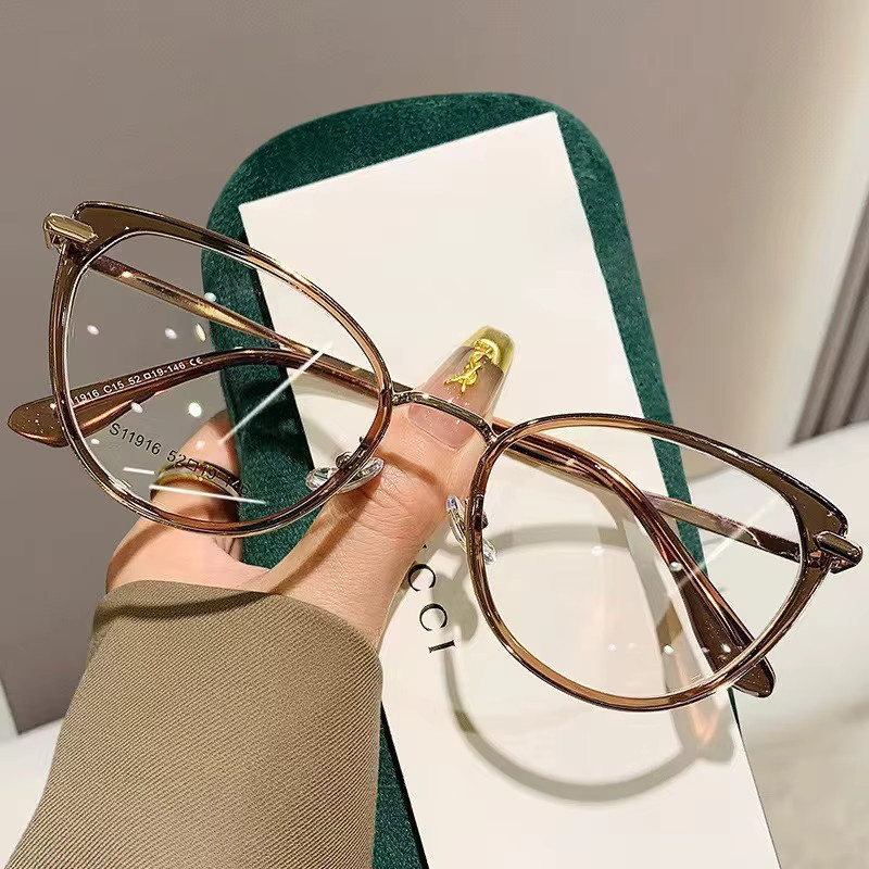 Cat Eye Korrektionsbrille für Damen, Vollrand, Metall, Gold, Blaulichtfilter - Bild 2