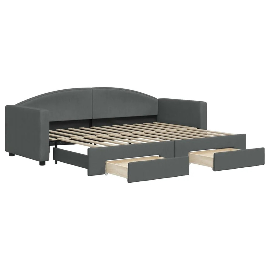 vidaXL Ausziehbares Tagesbett mit Schubladen in Dunkelgrau, B/T/H: 223 x 80 x 200 cm - Bild 2