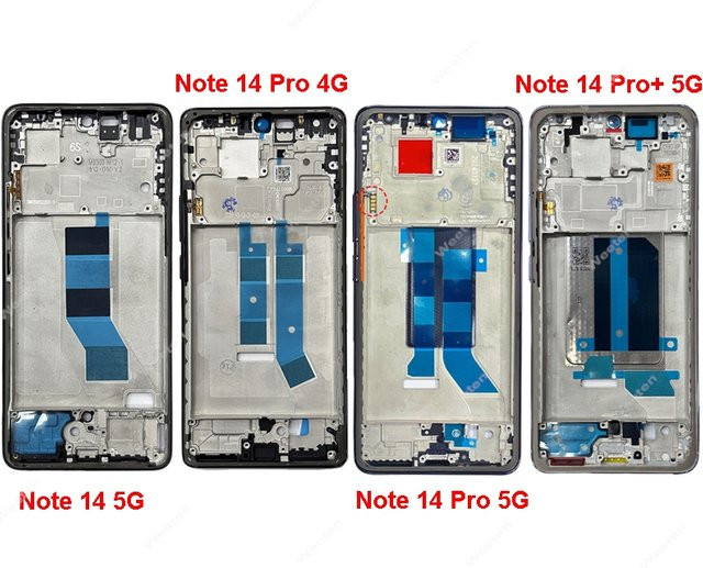 Xiaomi Redmi Note 14 14 Pro Plus 4G 5G Ersatz Frontrahmen mit Lautstärketaste in Blau - Bild 1