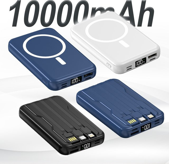 Noya raye Magnetische Power Bank mit 1000 mAh Kapazität, 20 W Schnellladung und USB-C-Kabel in Blau, Ultra Slim - Bild 1