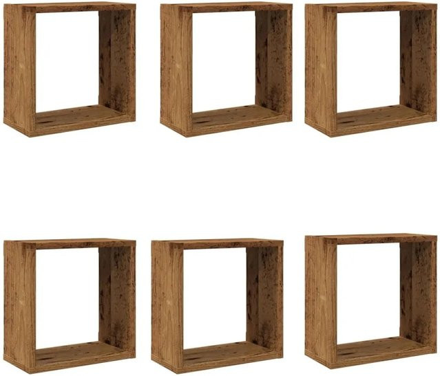 6er Set vidaXL Würfel-Wandregale in Altholz-Optik Braun, B/H/T: 30 x 30 x 15 cm - Bild 1