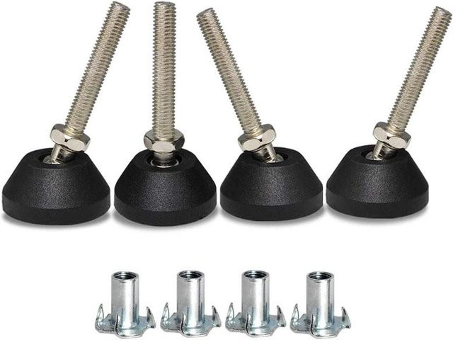 Binchi Outdoor Equipment Set aus 4 schwenkbaren und einstellbaren Nivellierungs-Stützfüßen aus Edelstahl in Schwarz, M8 Gewinde, B/T/H: 40 x 8 x 50 mm - Bild 1