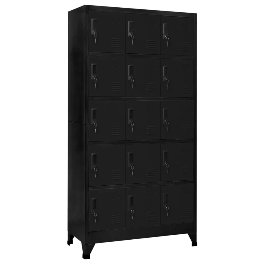 vidaXL Schließfachschrank aus Stahl in Schwarz, modern mit Schloss, B/T/H: 90 x 40 x 180 cm - Bild 2