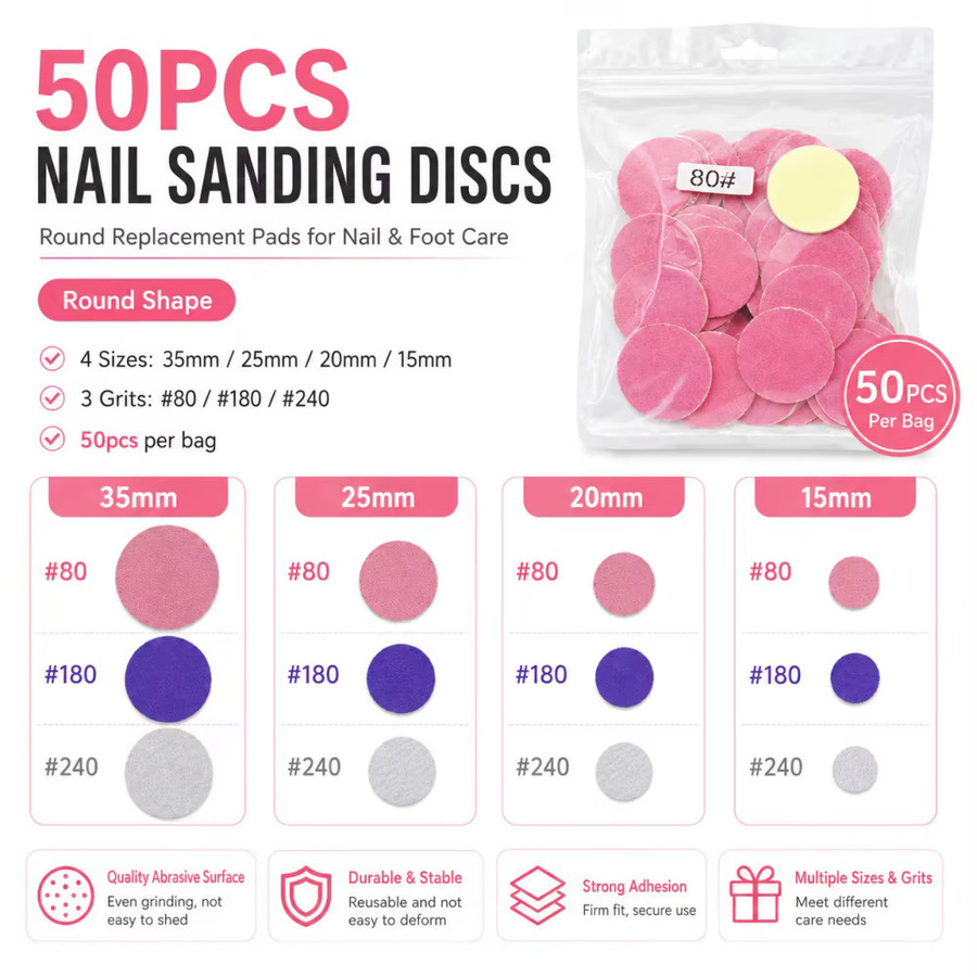 Easy Nail Austauschbare Schleifscheiben für Nagelbohrer, 50 Stück, Fußpflege - Bild 2