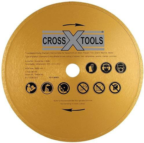 CrossTools Diamantscheibe 20606 für Fliesen, Beton, Granit, Stein, Marmor und Ton, Farbe: Gold, Durchmesser: 230 mm, Bohrungs-Ø: 25,4 mm - Bild 1