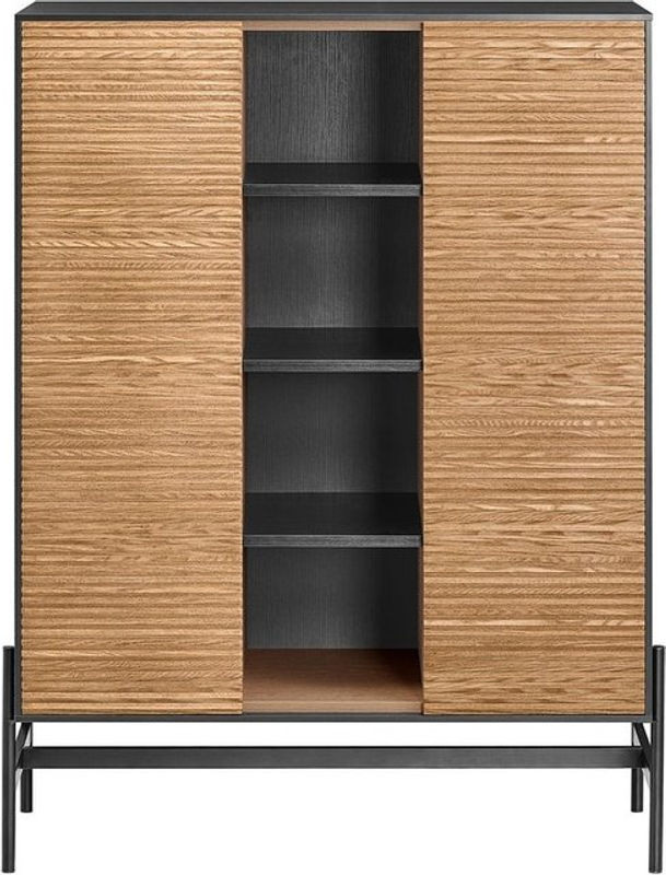 SoBuy Sideboard im Industrial Design mit 1 Tür aus Metall und Holzwerkstoff, Schwarz, B/T/H: 88 x 40 x 119 cm - Bild 1